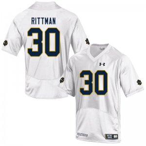 Notre Dame Fighting Irish Men's Jake Rittman #30 White Under Armour Authentic Stitched College NCAA Football Jersey BKG6899MN